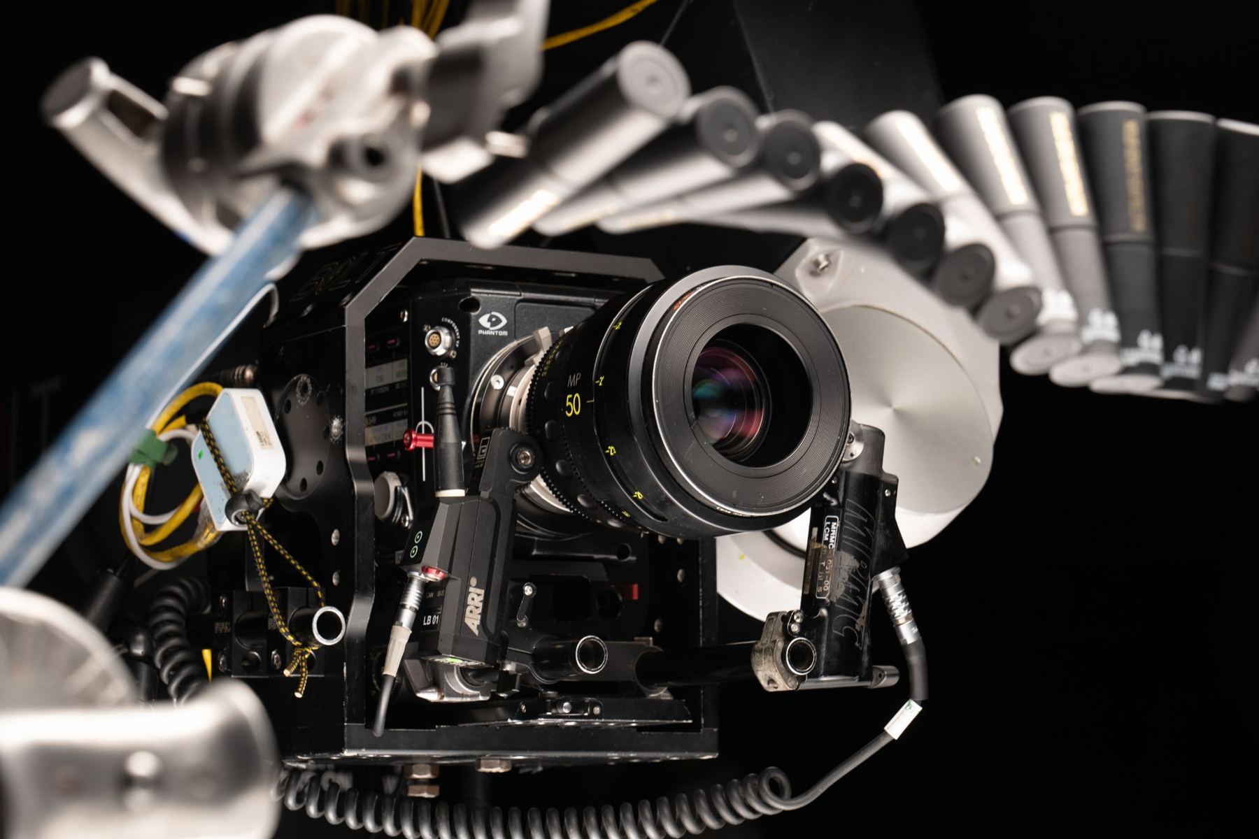 Bolt high-speed Cinebot camera rig close-up