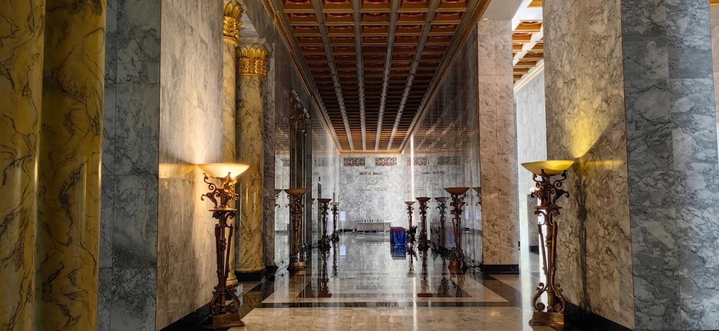 Grand marble lobby corridor