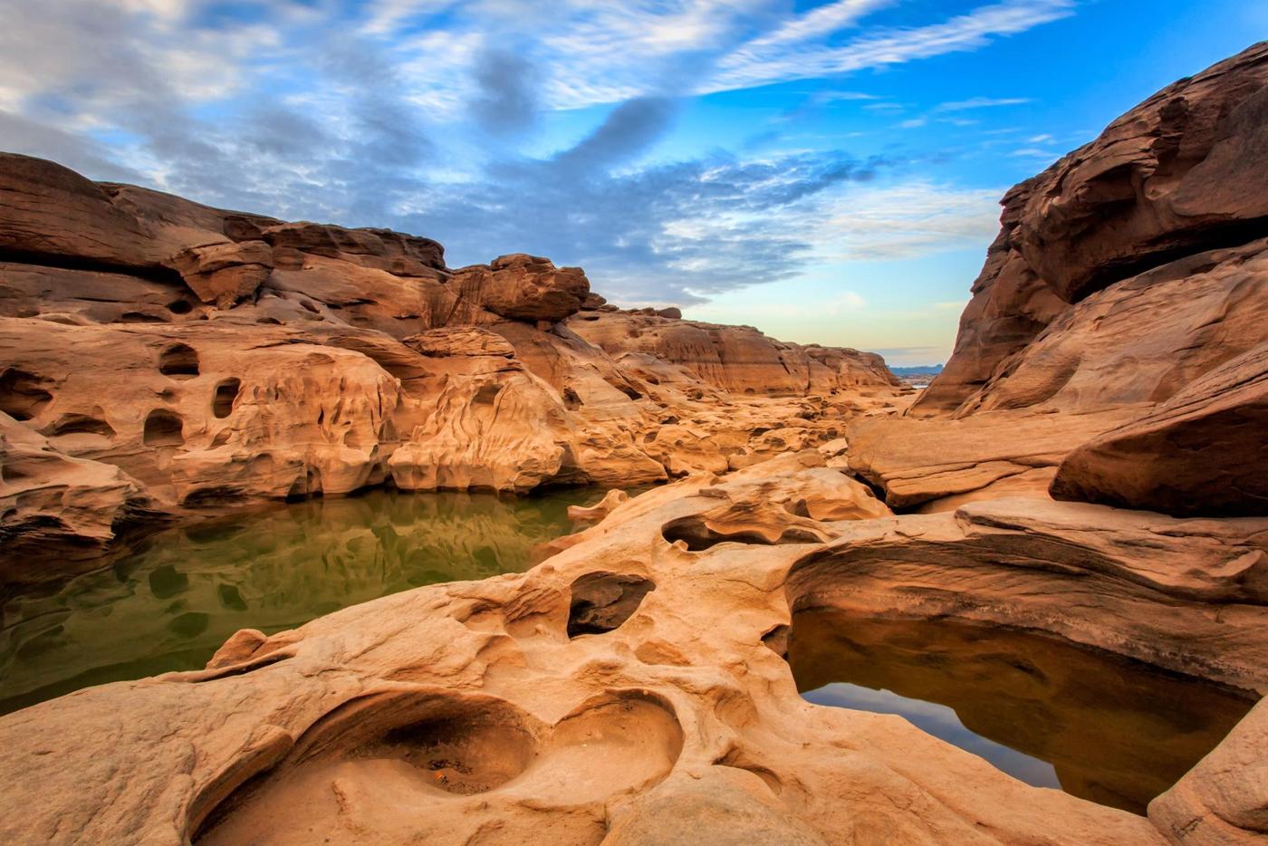 Desert rock canyon and dunes