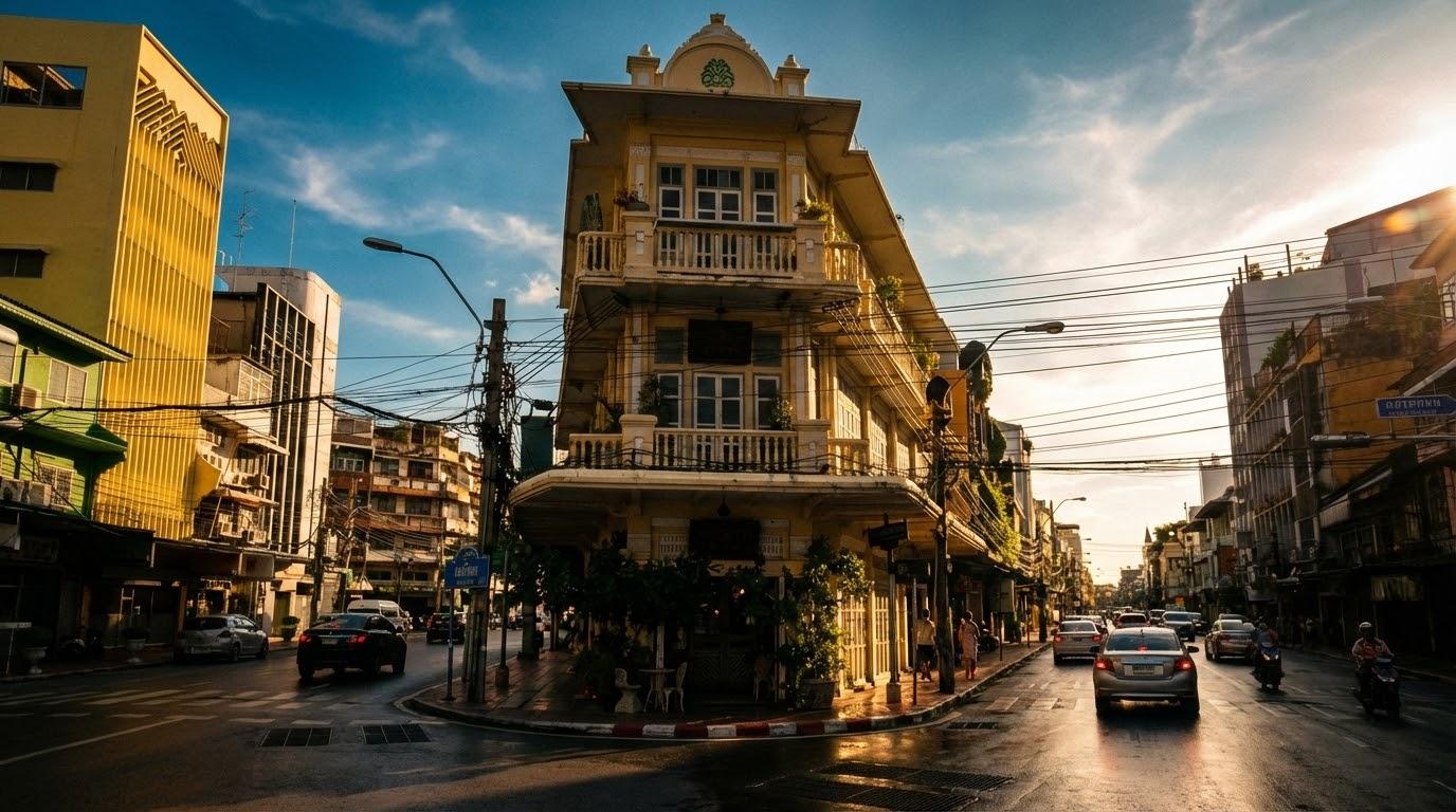 Heritage corner building in the old town